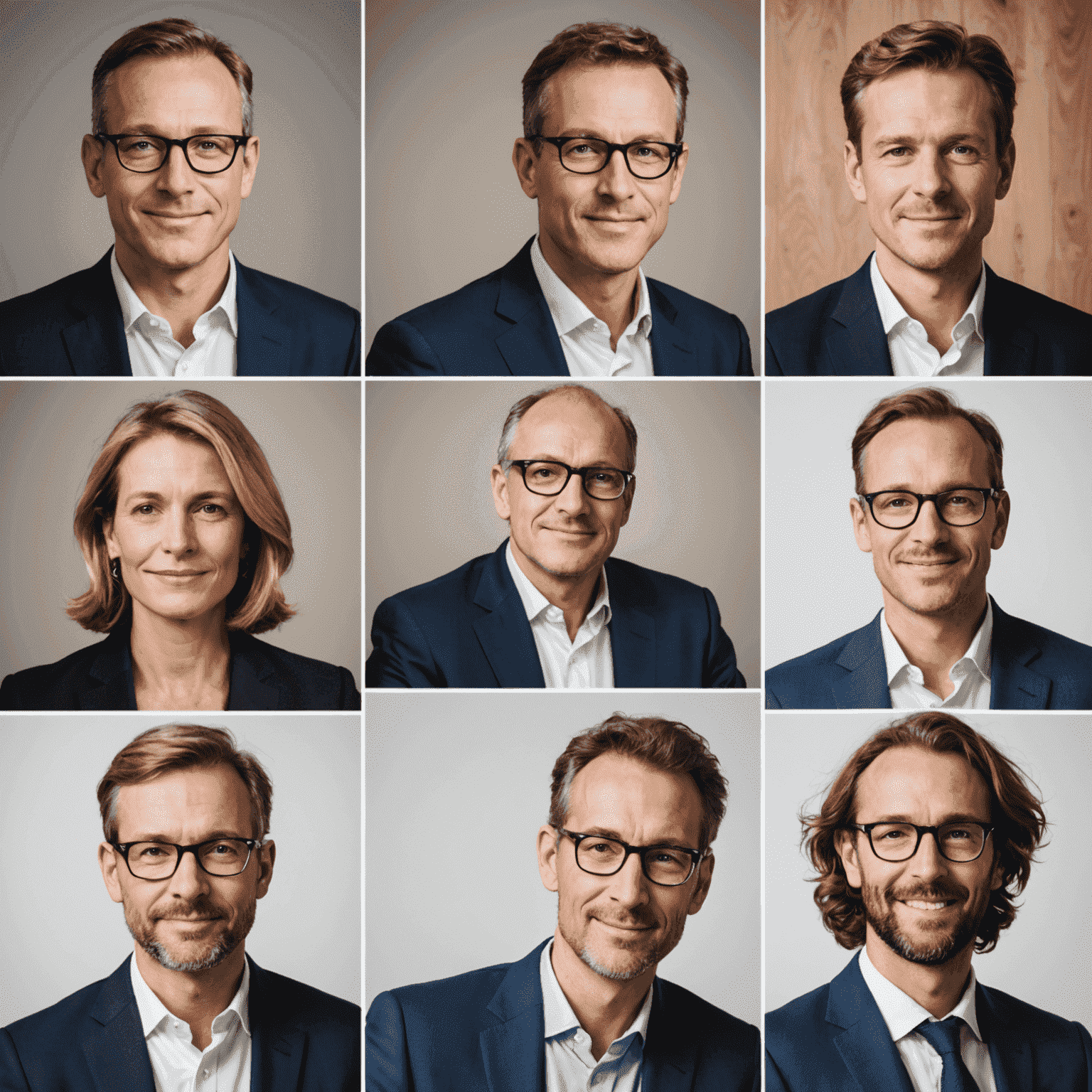 A series of portraits of successful European entrepreneurs alongside their business logos, showcasing diverse success stories